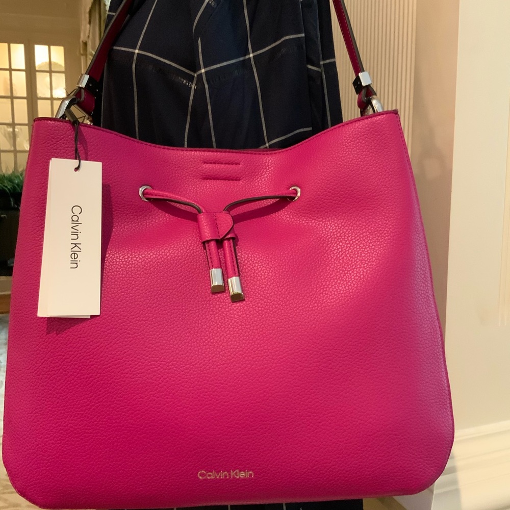 NWT Calvin Klein Fuschia Hobo Bag with 2 different types of shoulder straps